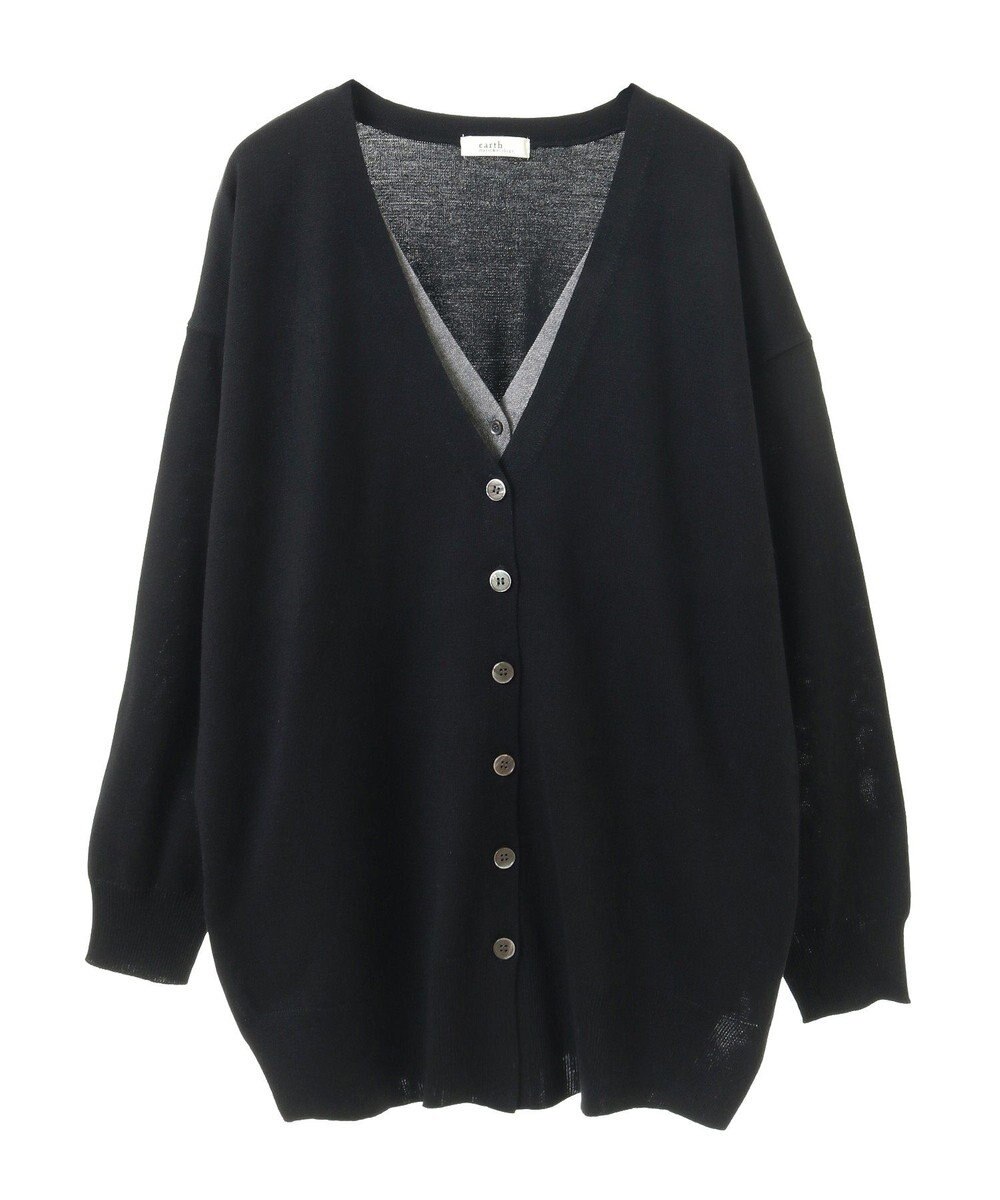 earth music&ecology レイヤード風ニットカーディガン 
