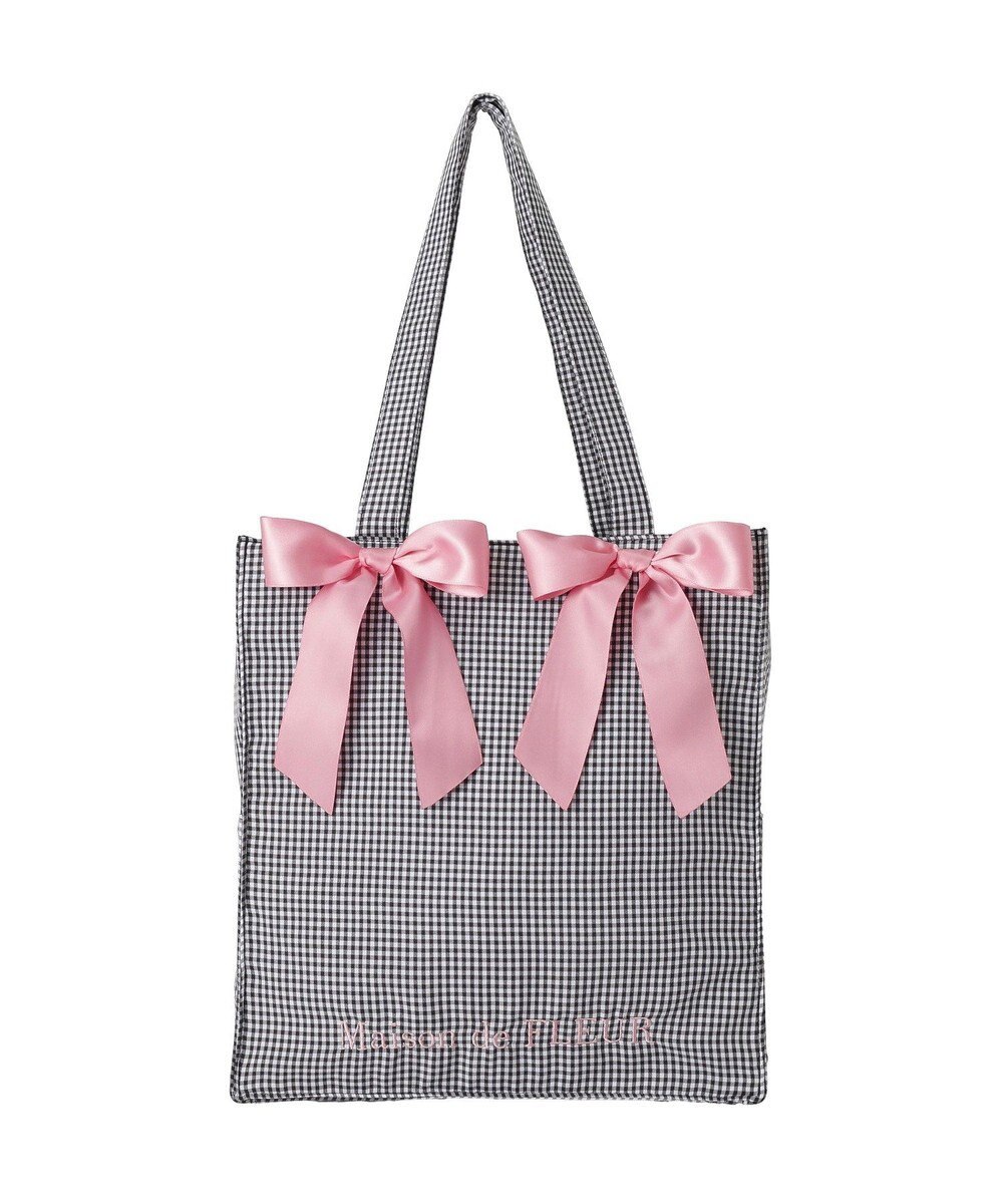 Maison de FLEUR ギンガムリボンスクエアトートバッグ 