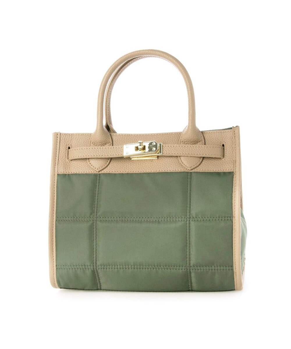 UNBILLION ペルケ perche / ナイロンキルト×クロコ型押し牛革2wayトートバッグS 