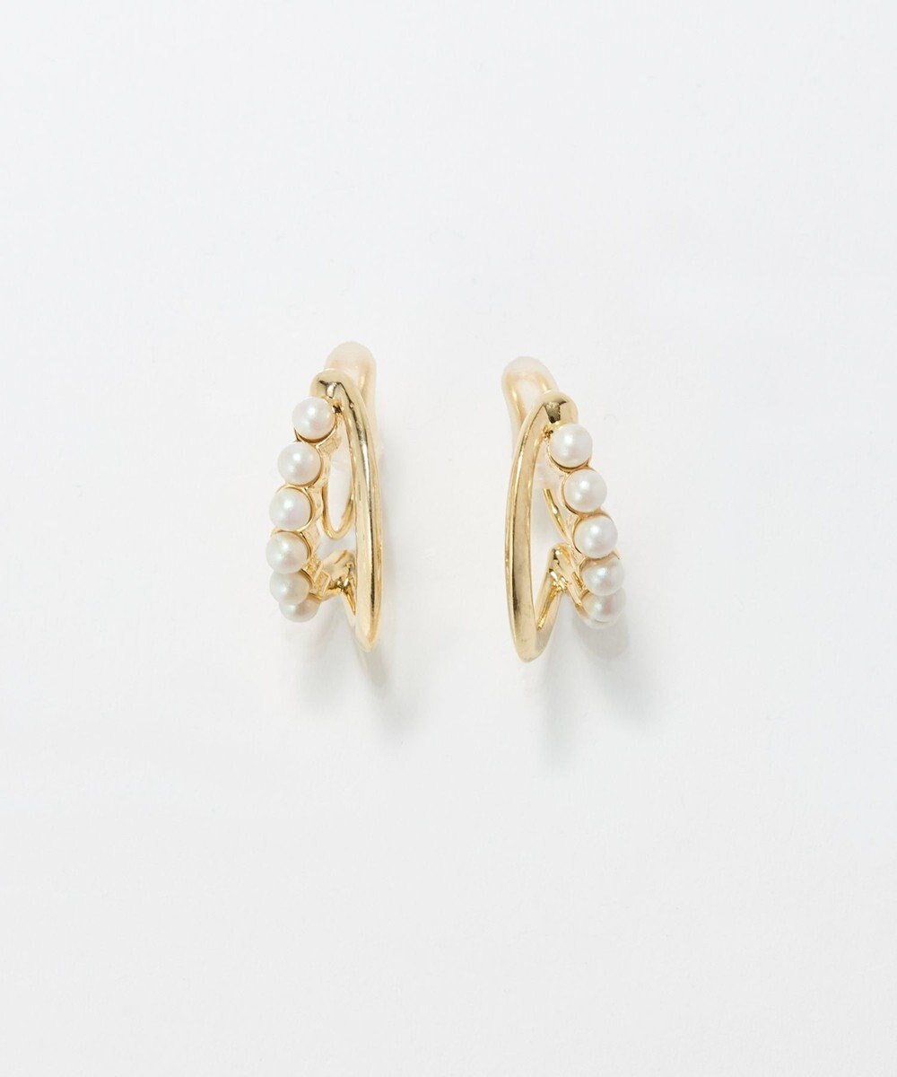 Phoebe 〈痛くないシリーズ/アレルギー対応〉プチパールダブルフープライトフィットイヤリング　ゴールド 