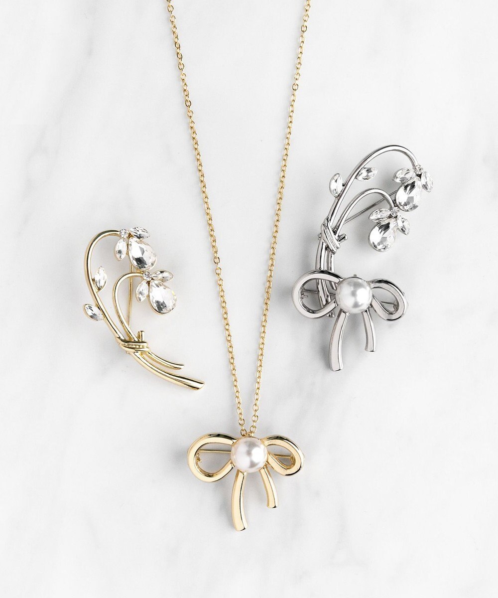 TOCCA RIBBON＆FLOWER BROOCH NECKLACE 2セット ブローチネックレス 