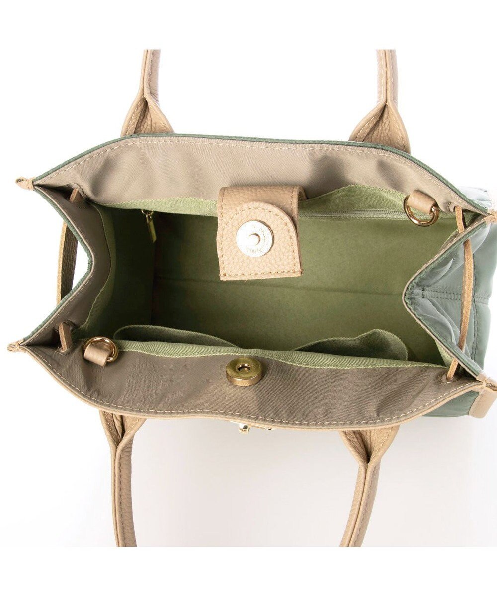 UNBILLION ペルケ perche / ナイロンキルト×クロコ型押し牛革2wayトートバッグS 