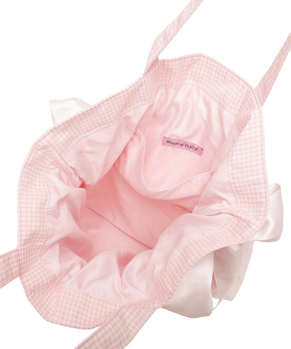Maison de FLEUR ギンガムダブルリボンギャザートートバッグ 
