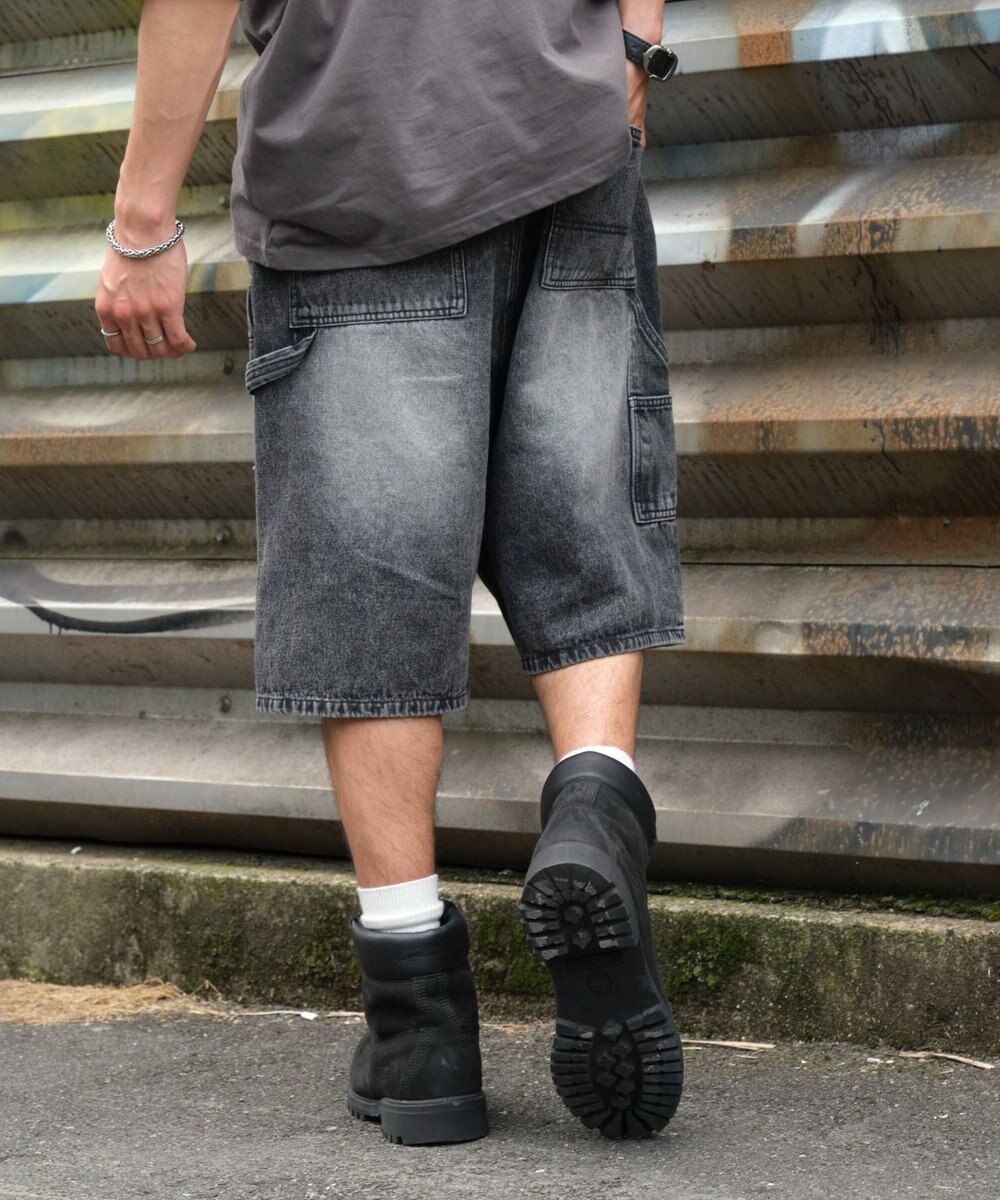 WEGO ダブルニーダメージデニムショーツ 