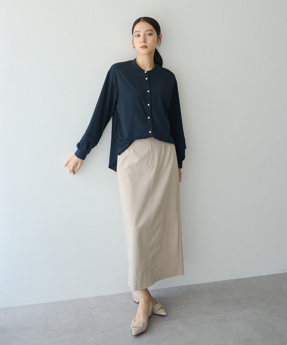 YECCA VECCA 2way裾アレンジパール釦ブラウス 