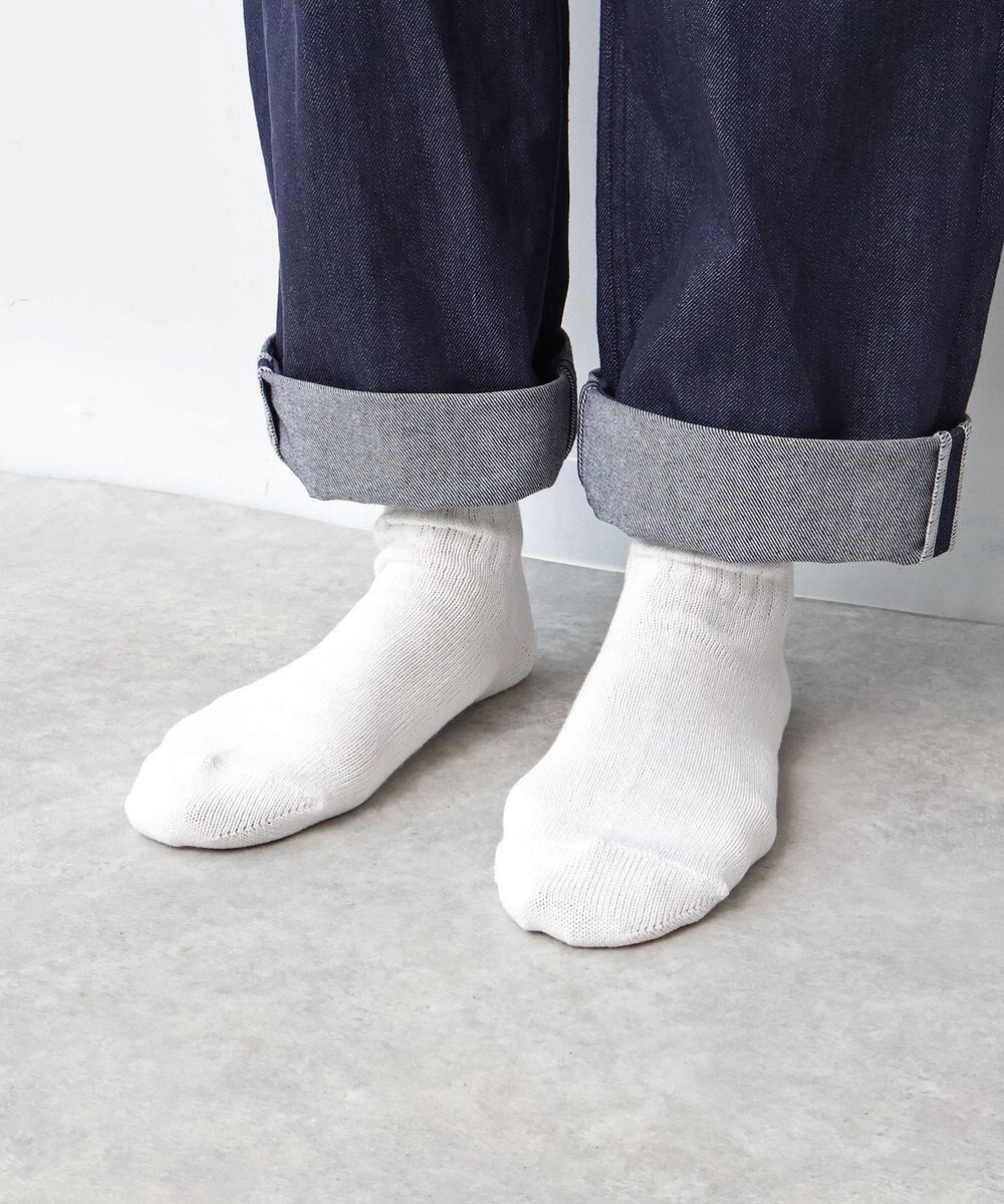 WHITE MAILS PAPER WIDE RIB CREW SOCKS ソックス 