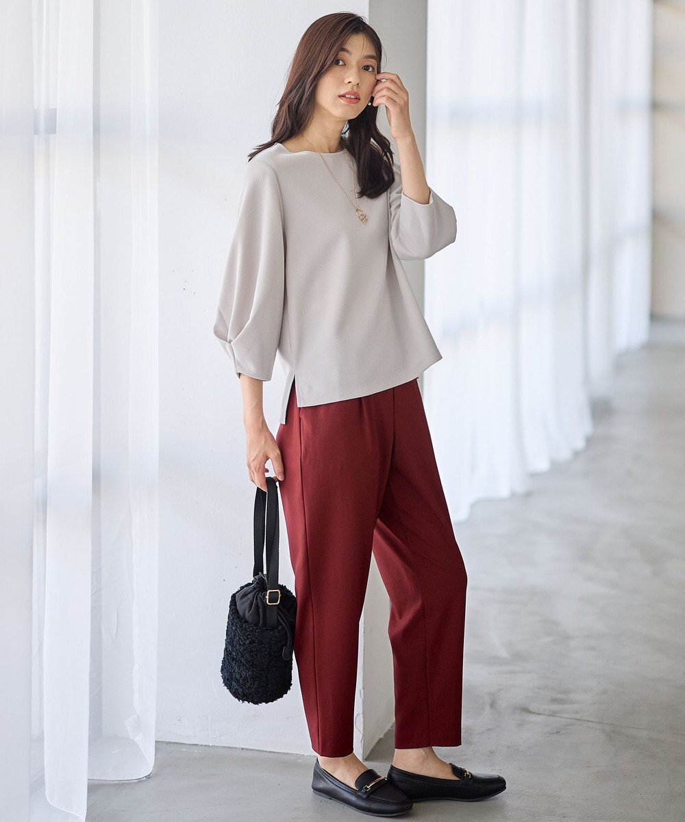 ANY コンフォータブル袖タックブラウス 