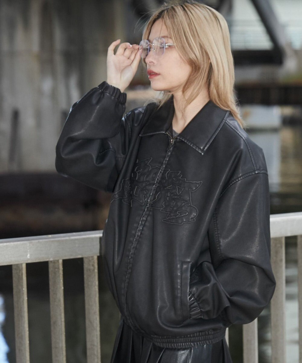 WEGO 【ユニセックス着用ITEM】PUダメージアップリケブルゾン 