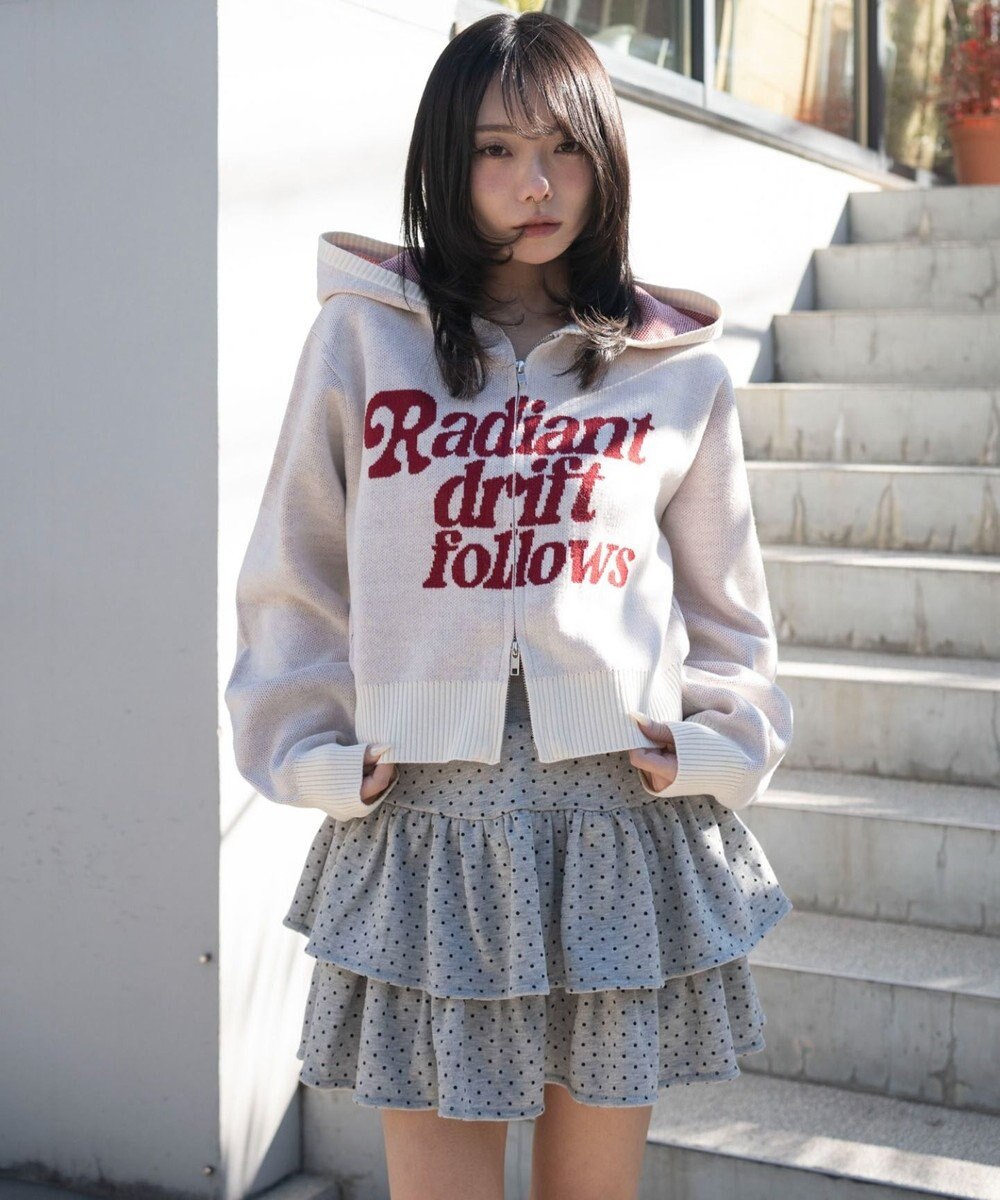 WEGO グラフィックジャガードニットZIPパーカー 