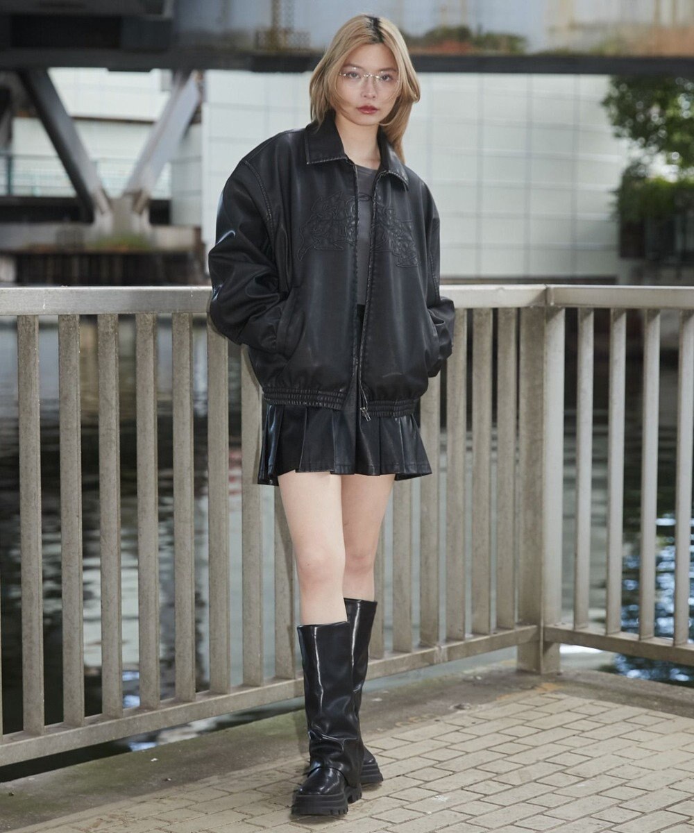 WEGO 【ユニセックス着用ITEM】PUダメージアップリケブルゾン 