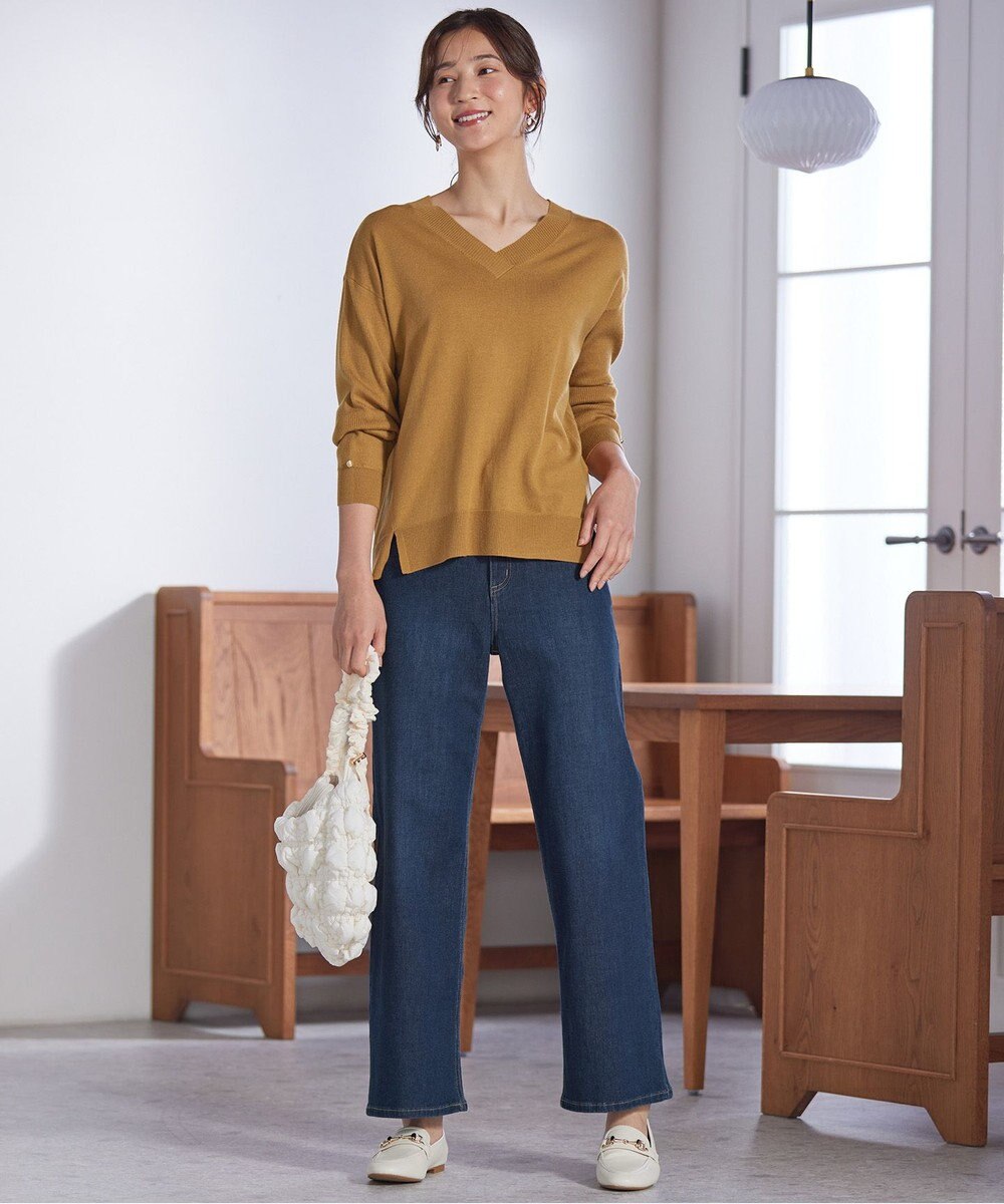 ANY SIS 【ウールブレンドシリーズ】フロント切替Vネック ニット 