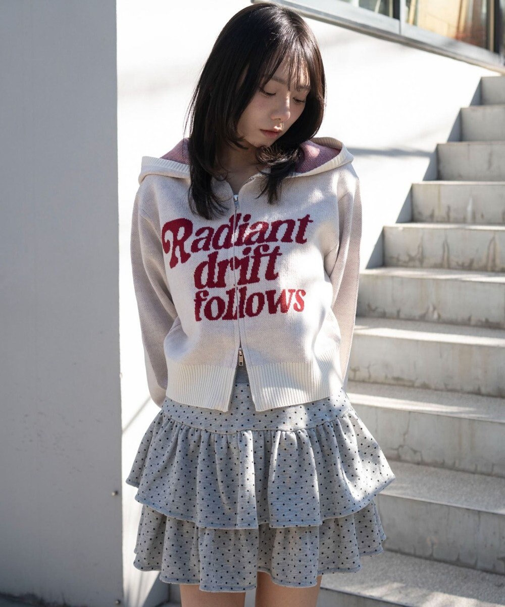 WEGO グラフィックジャガードニットZIPパーカー 