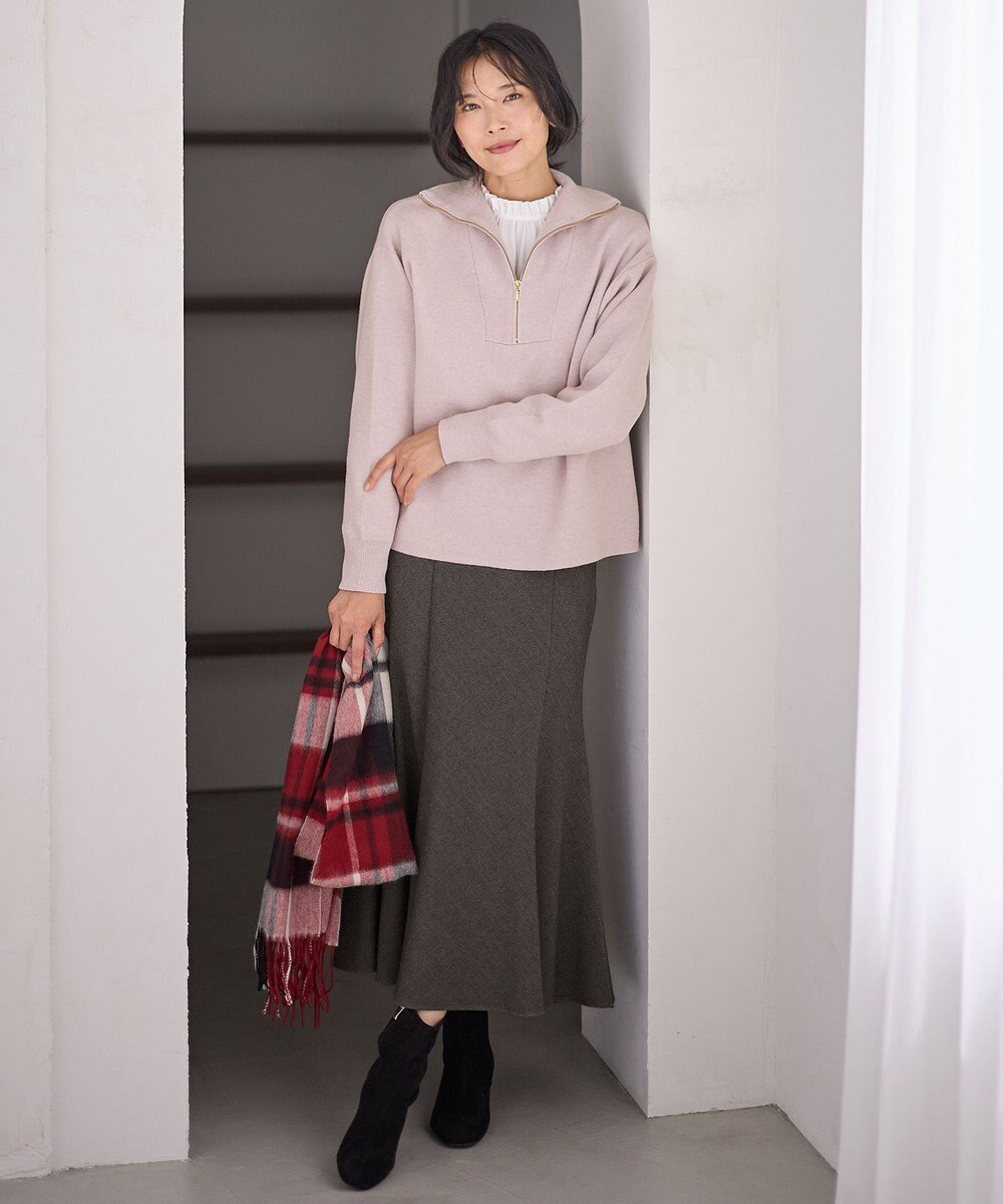 ANY スウェットライクハーフジップニット 