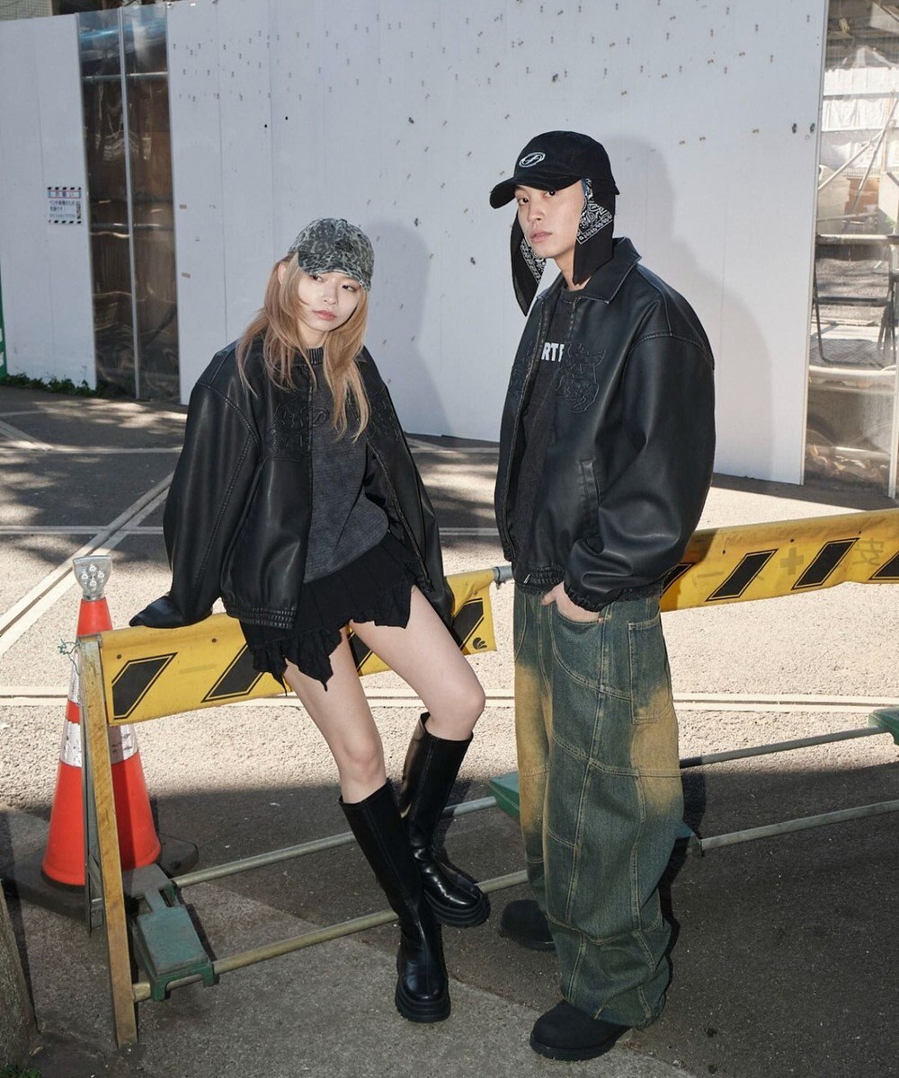 WEGO 【ユニセックス着用ITEM】PUダメージアップリケブルゾン 