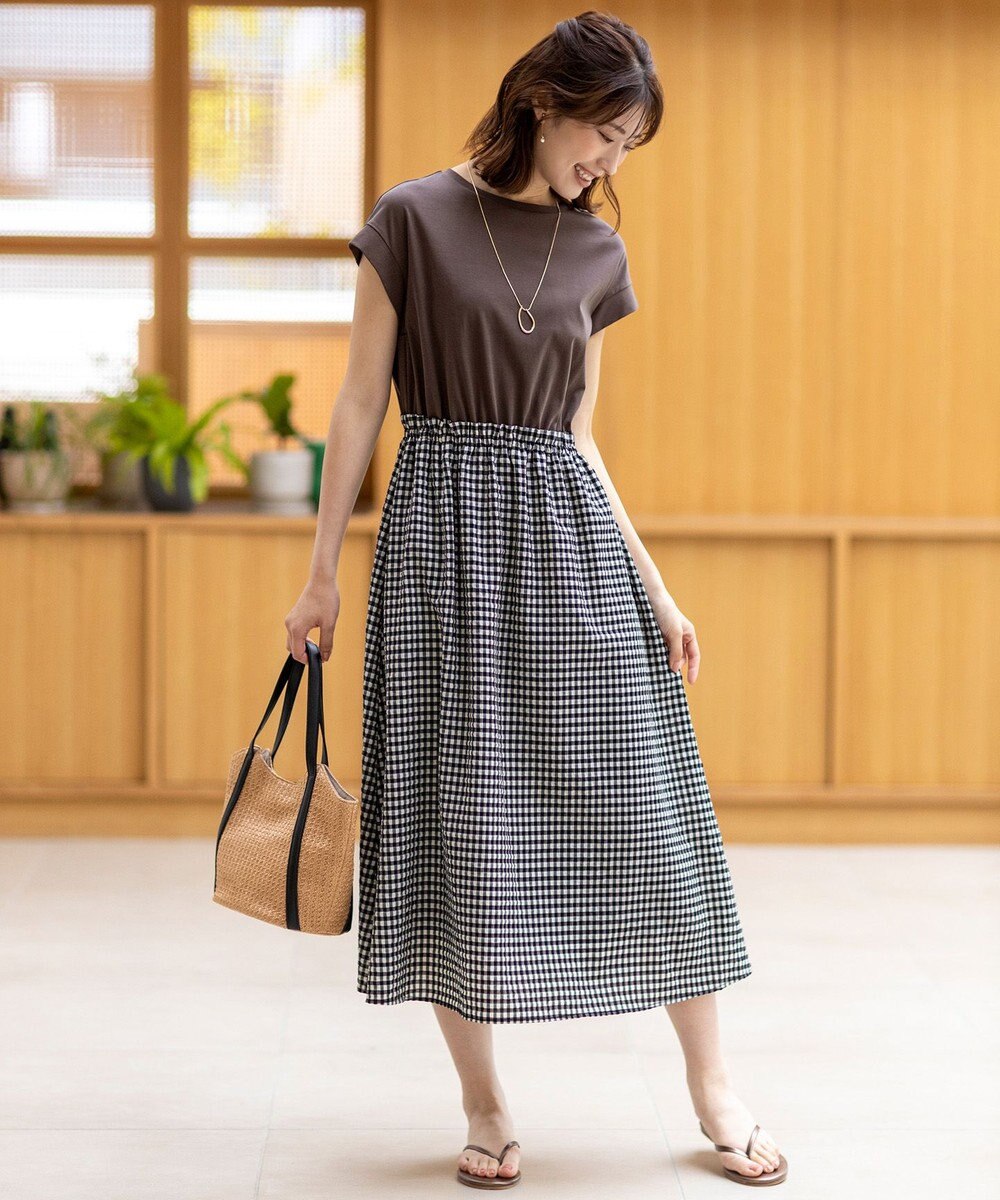 ANY SIS 【洗える】チェックドッキング ワンピース 