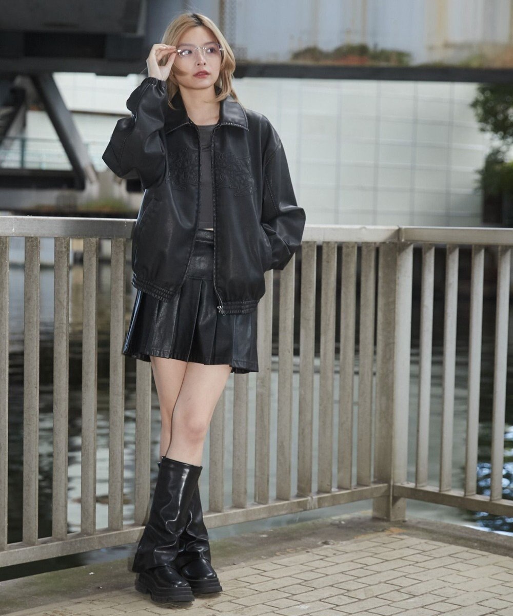 WEGO 【ユニセックス着用ITEM】PUダメージアップリケブルゾン 