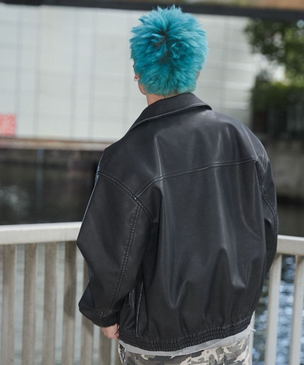 WEGO 【ユニセックス着用ITEM】PUダメージアップリケブルゾン 