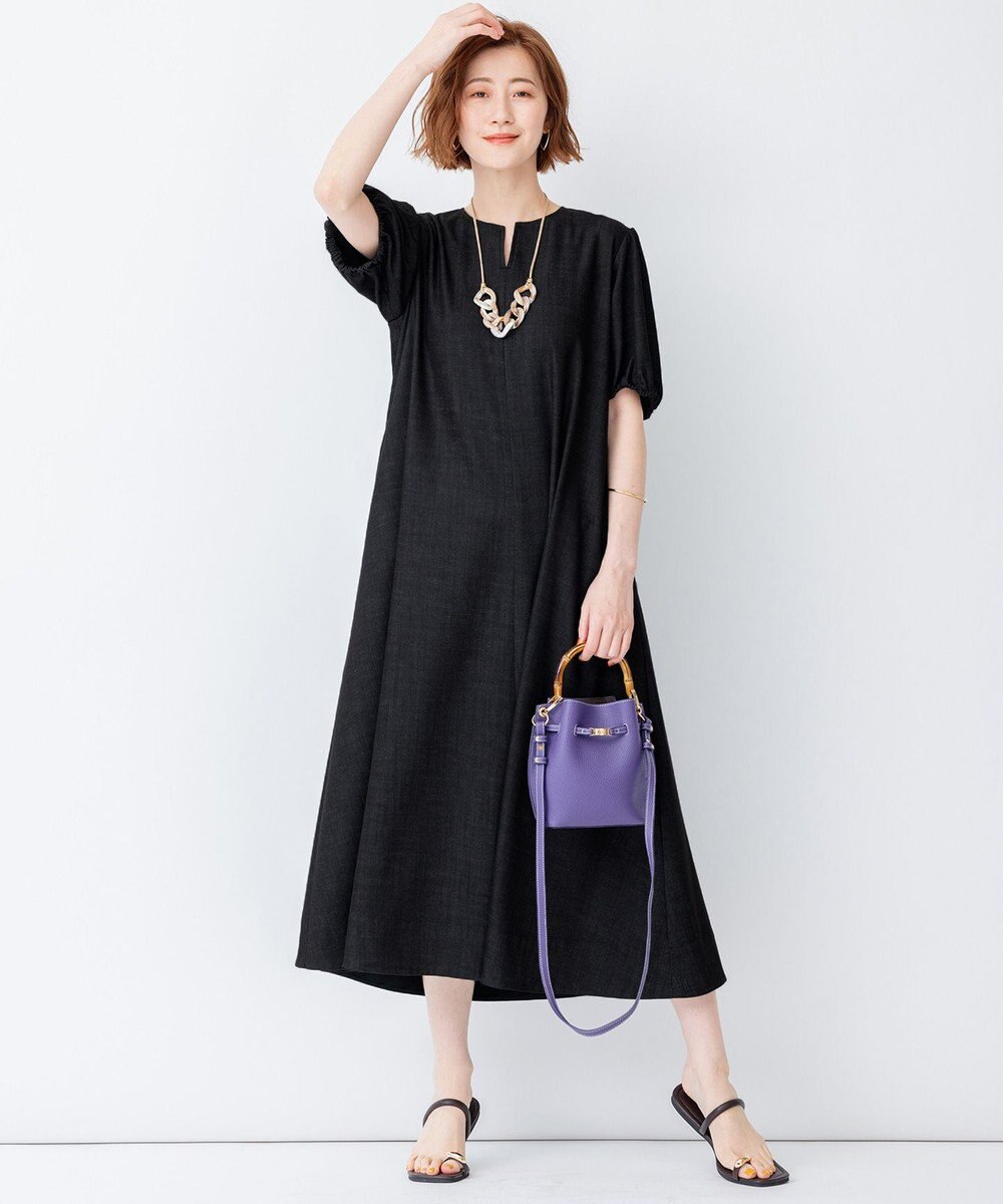 23区 【洗える】デニムライクシャンブレー フレア ワンピース 