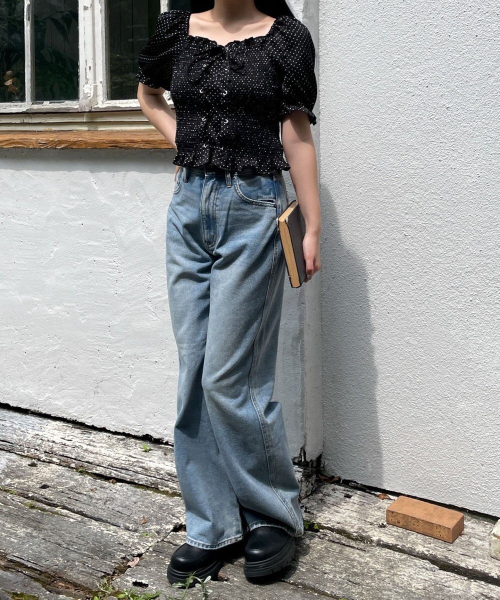 WEGO レースアップシャーリングブラウス 