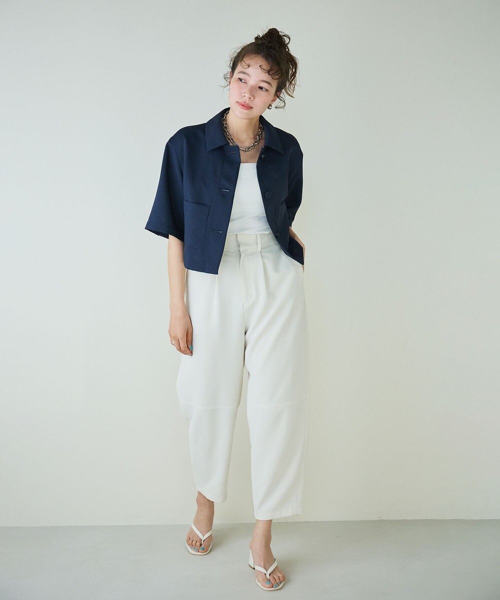 #Newans 【シワになりにくい】〈花乃まりあさんコラボ〉クロップドシャツジャケット 