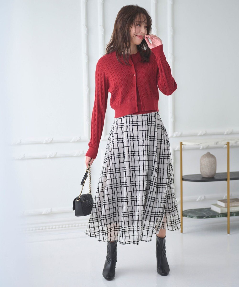 Feroux 【古畑星夏さん着用・アンサンブル】ロゴ刺繍入りケーブルアンサンブル ニット 