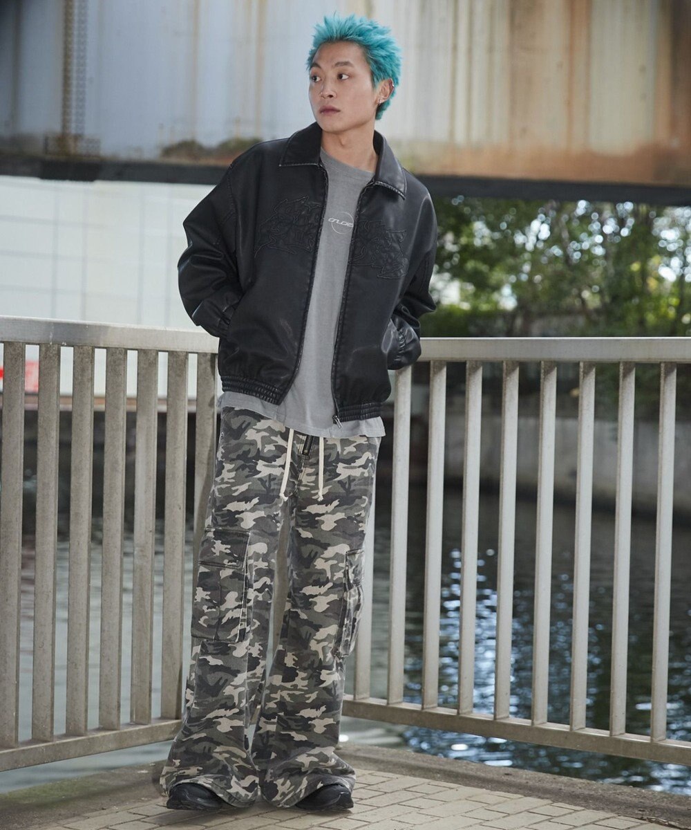 WEGO 【ユニセックス着用ITEM】PUダメージアップリケブルゾン 