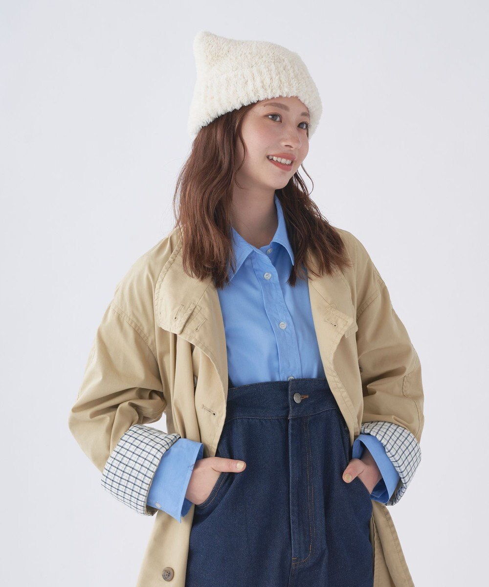 MOONBAT estaa(エスタ) ボリュームヘアリー 猫耳シャロット ニット帽 帽子 