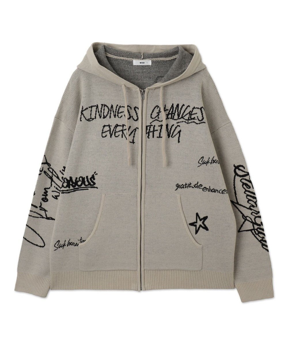 WEGO ジャガードグラフィックニットZIPパーカー 