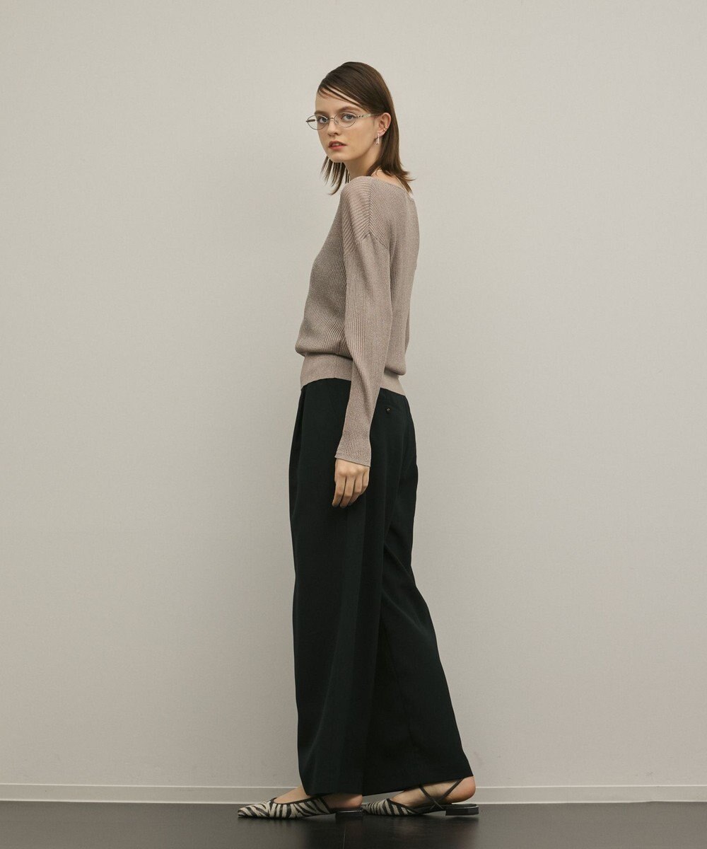 GRACE CONTINENTAL ラメリブクルーニットトップ 