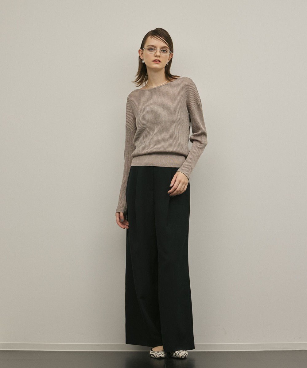 GRACE CONTINENTAL ラメリブクルーニットトップ 