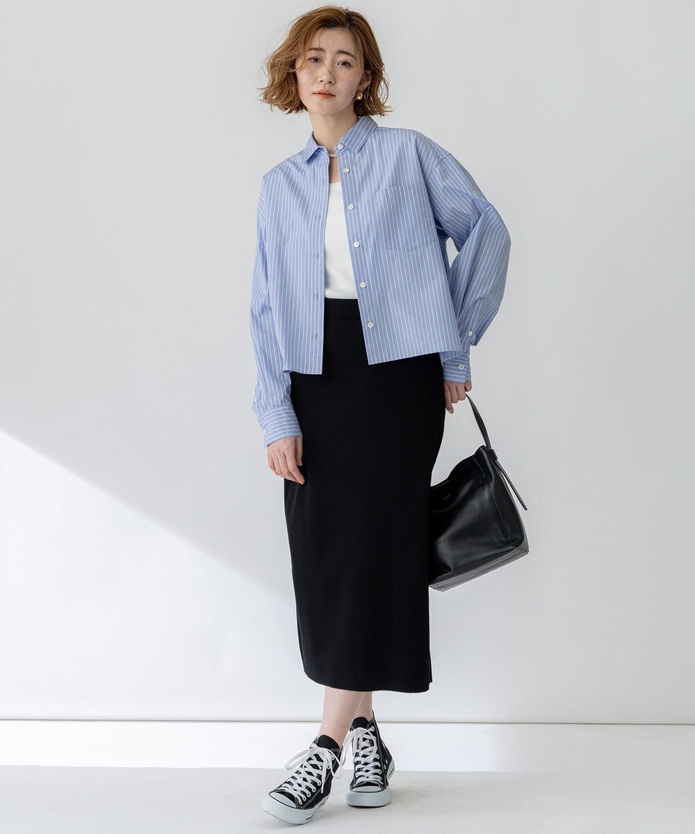 23区 L 【洗える】CANCLINI クロップド テントライン シャツ 