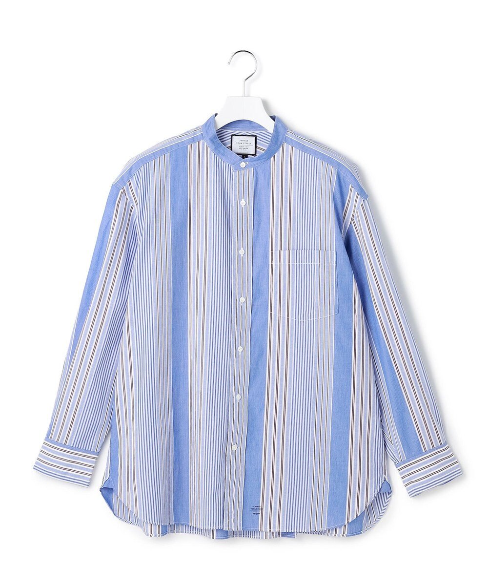 J.PRESS YORK STREET 【UNISEX】マルチストライプ バンドカラーシャツ 