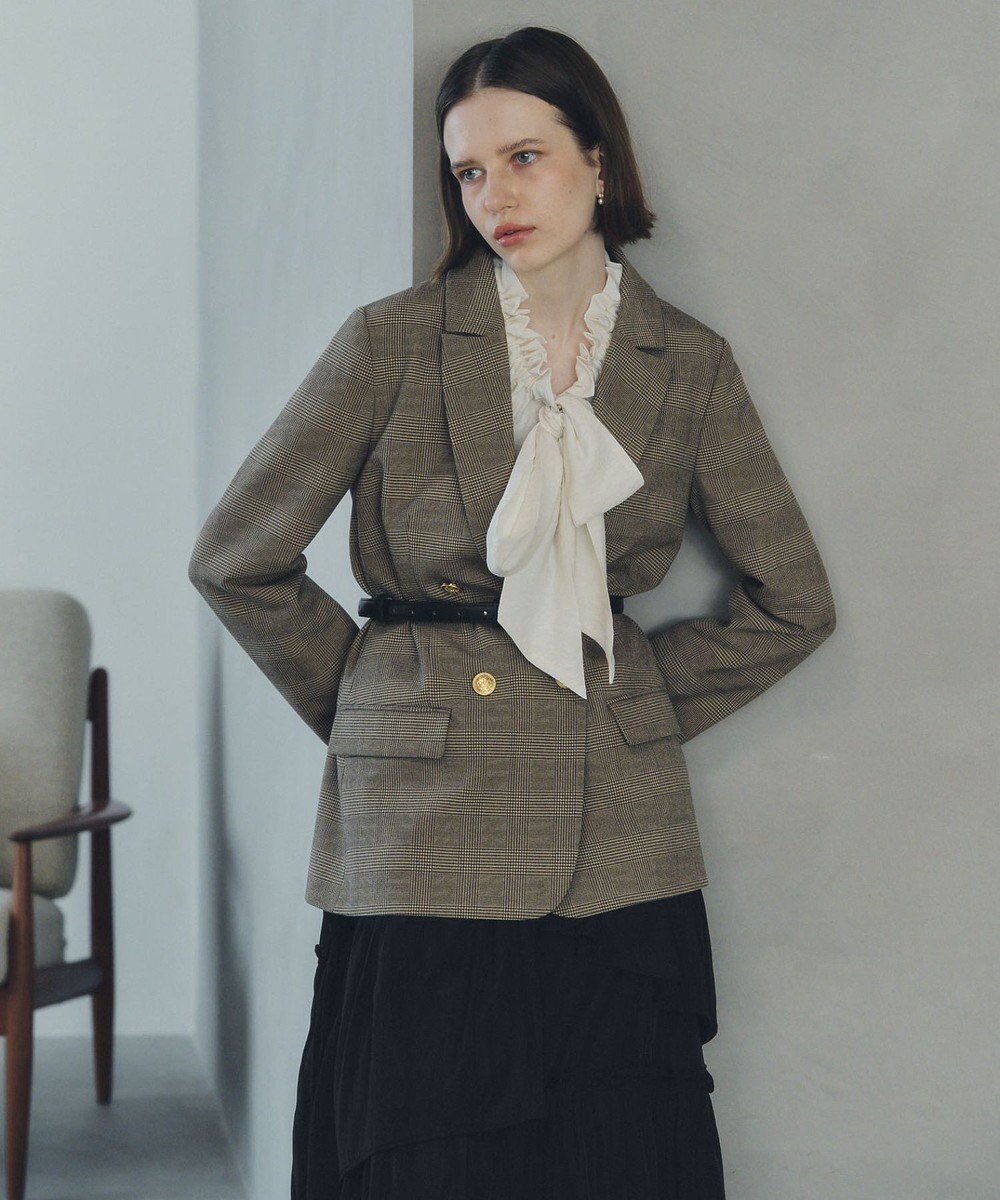 YECCA VECCA フリルギャザーボウタイブラウス 