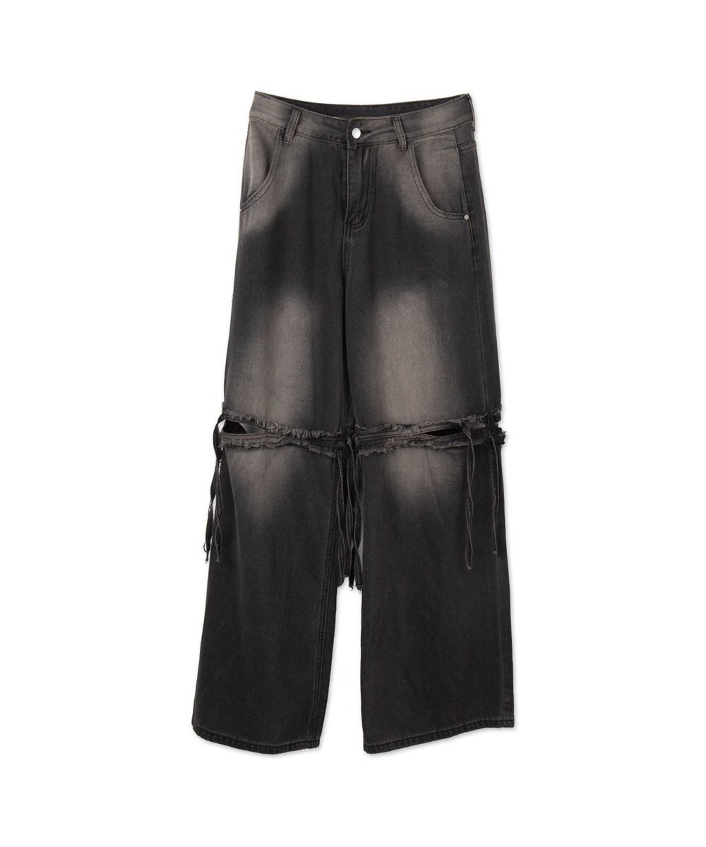 WEGO スリットダメージルーズデニム 