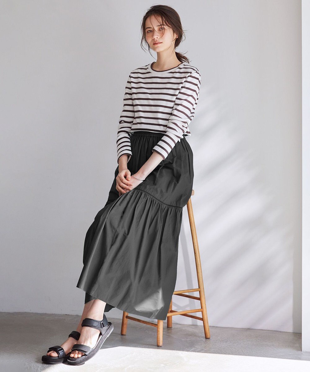 23区 L 【SLOW/洗える】ミドルフライスジャージー ロングTシャツ 