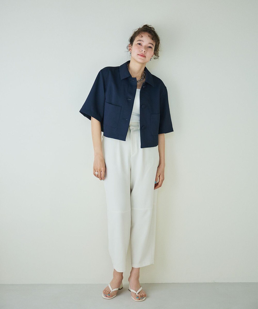 #Newans 【シワになりにくい】〈花乃まりあさんコラボ〉クロップドシャツジャケット 