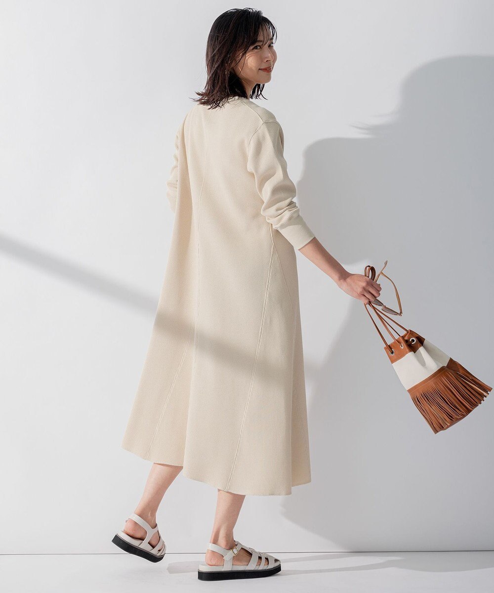 23区 L 【SLOW/洗える】ワッフルジャージー フレア ワンピース 