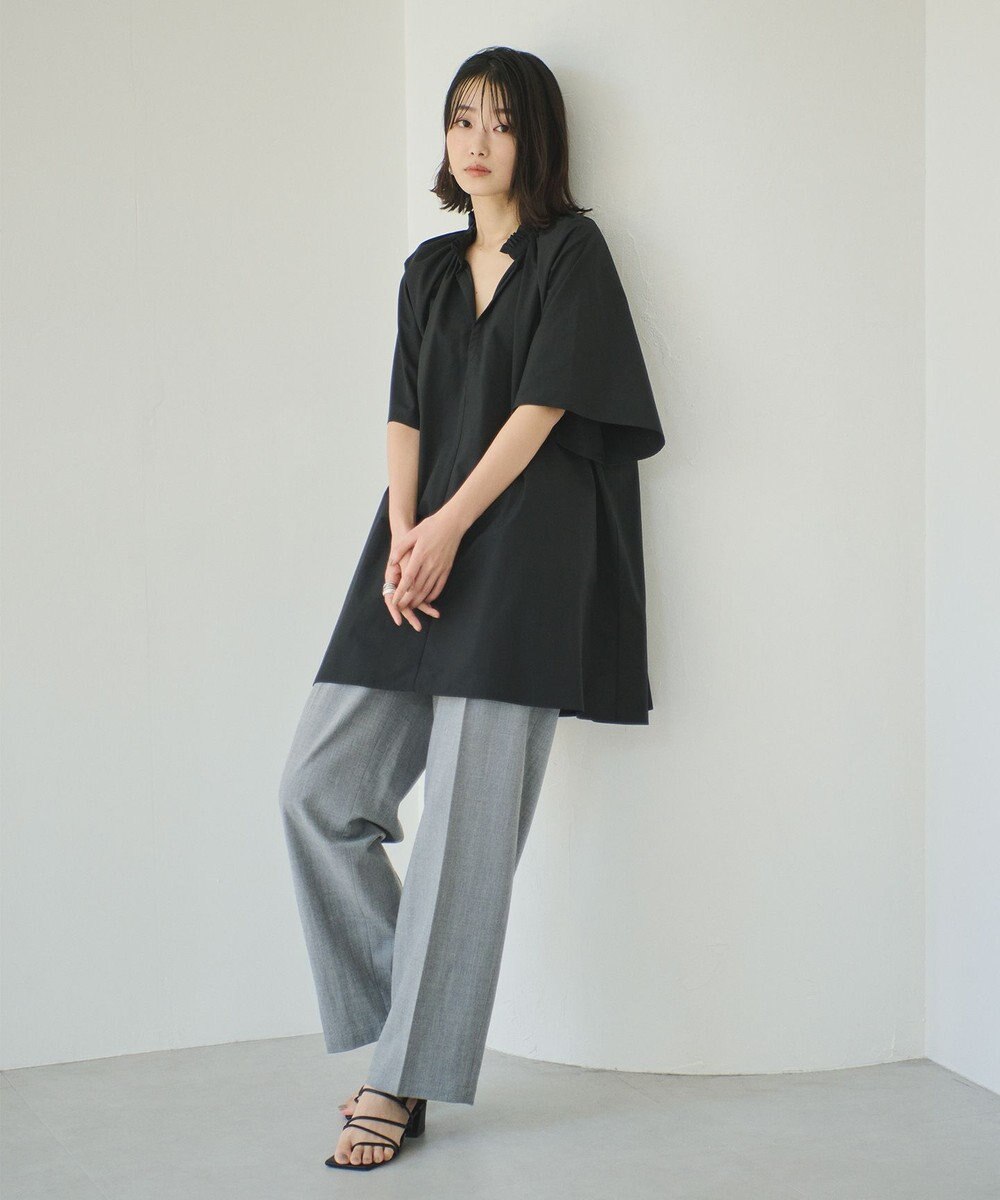 #Newans 【ANSWER for 骨格ナチュラル】ギャザーネックフレアスリーブチュニック 