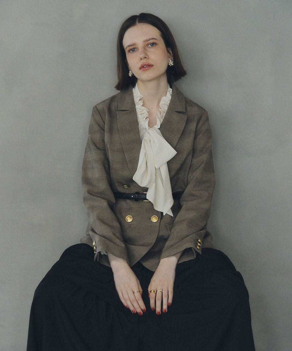 YECCA VECCA フリルギャザーボウタイブラウス 