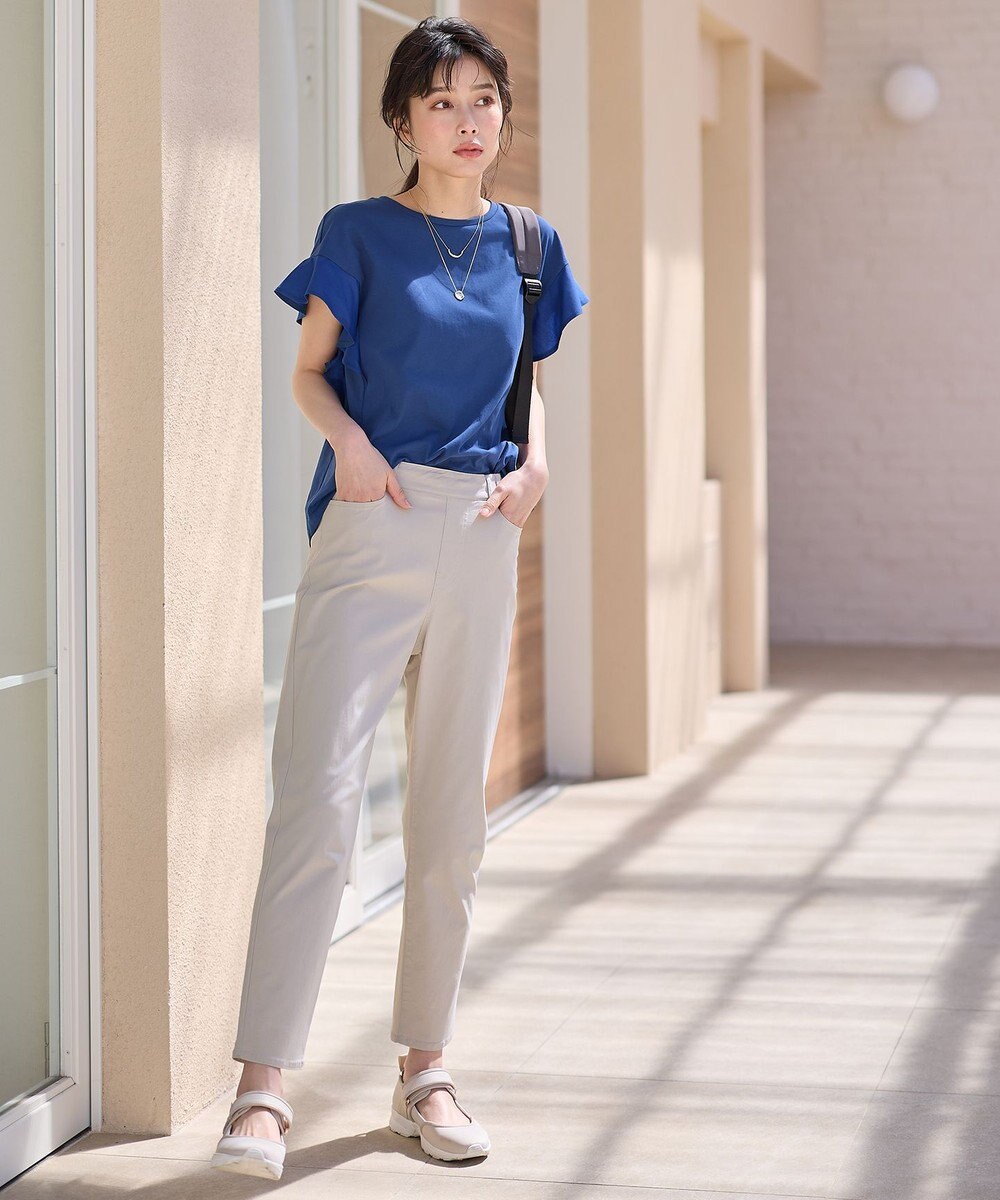 ANY 異素材コンビフリルスリーブプルオーバー 