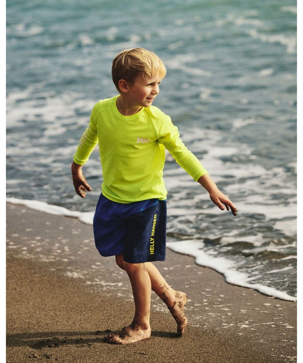 HELLY HANSEN 【キッズ・吸湿速乾・UVカット・耐海水・耐塩素・記名ラベル付】ロングスリーブフラッシュカラーラッシュガード 