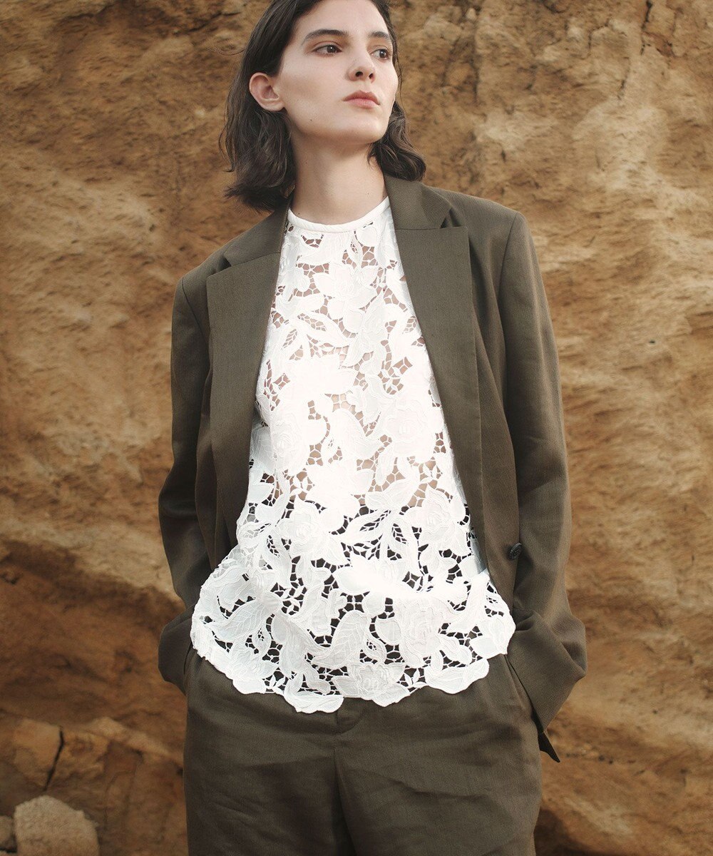 BEIGE， MICA / リネンブレンドテーラードジャケット 