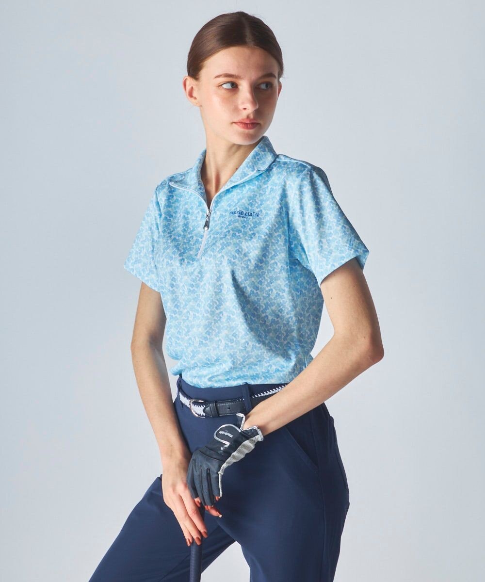 FILA GOLF／marie claire 【marie claire SPORT】小花柄ハーフジップ半袖シャツ 
