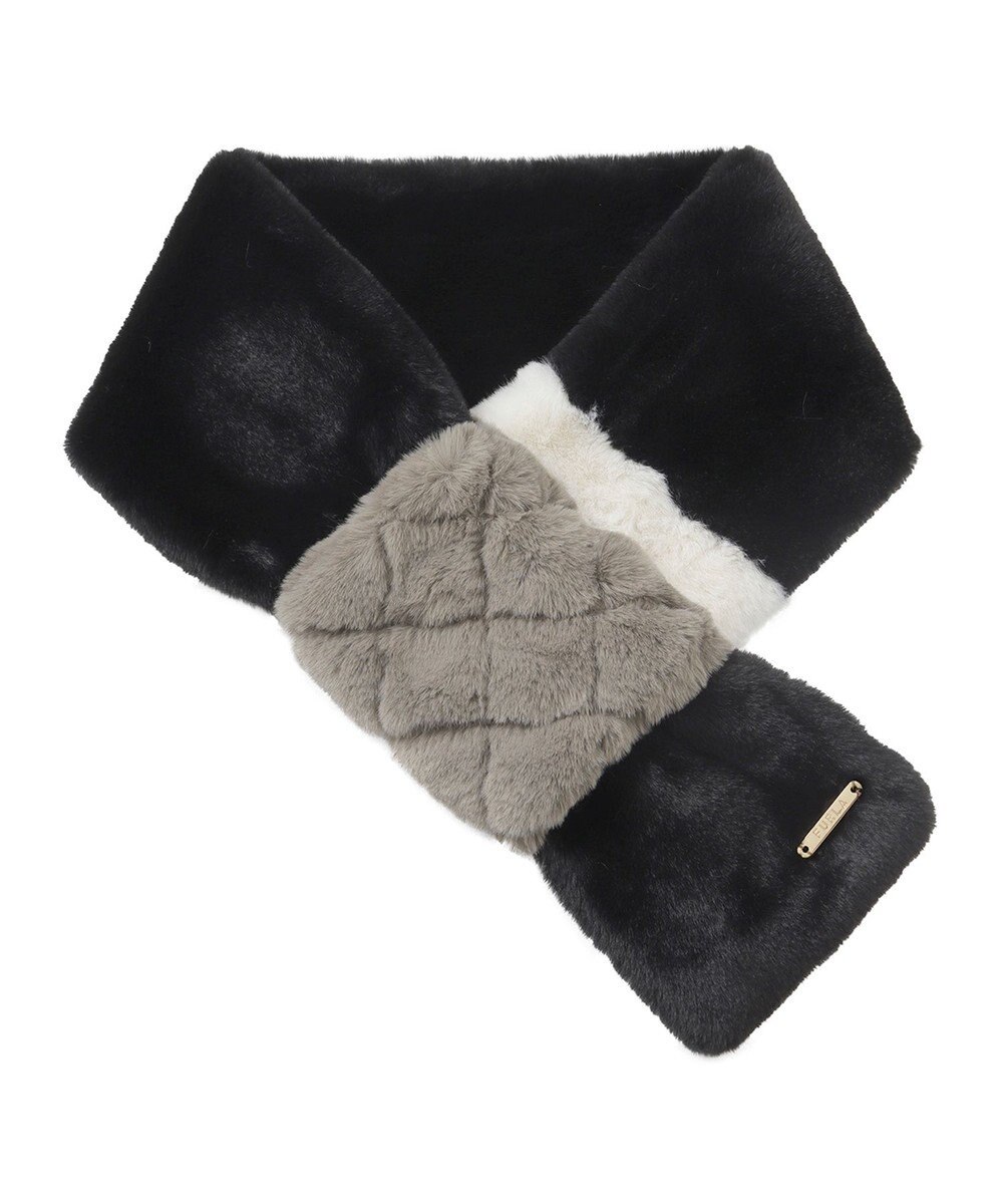 MOONBAT FURLA フェイクファーキルティング風トリコマフラー 