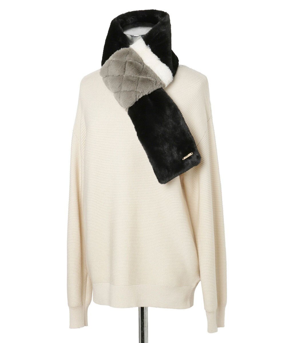 MOONBAT FURLA フェイクファーキルティング風トリコマフラー 