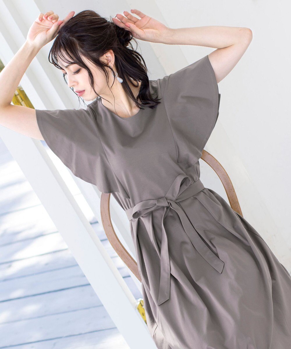 Tiaclasse L 【洗える】ストレスフリーで着用できるカットソーフレアワンピース 