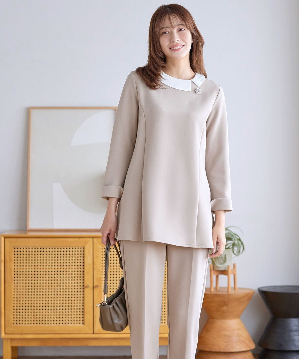 Tiaclasse 【3WAY・ストレッチジョーゼット】付け襟チュニック 