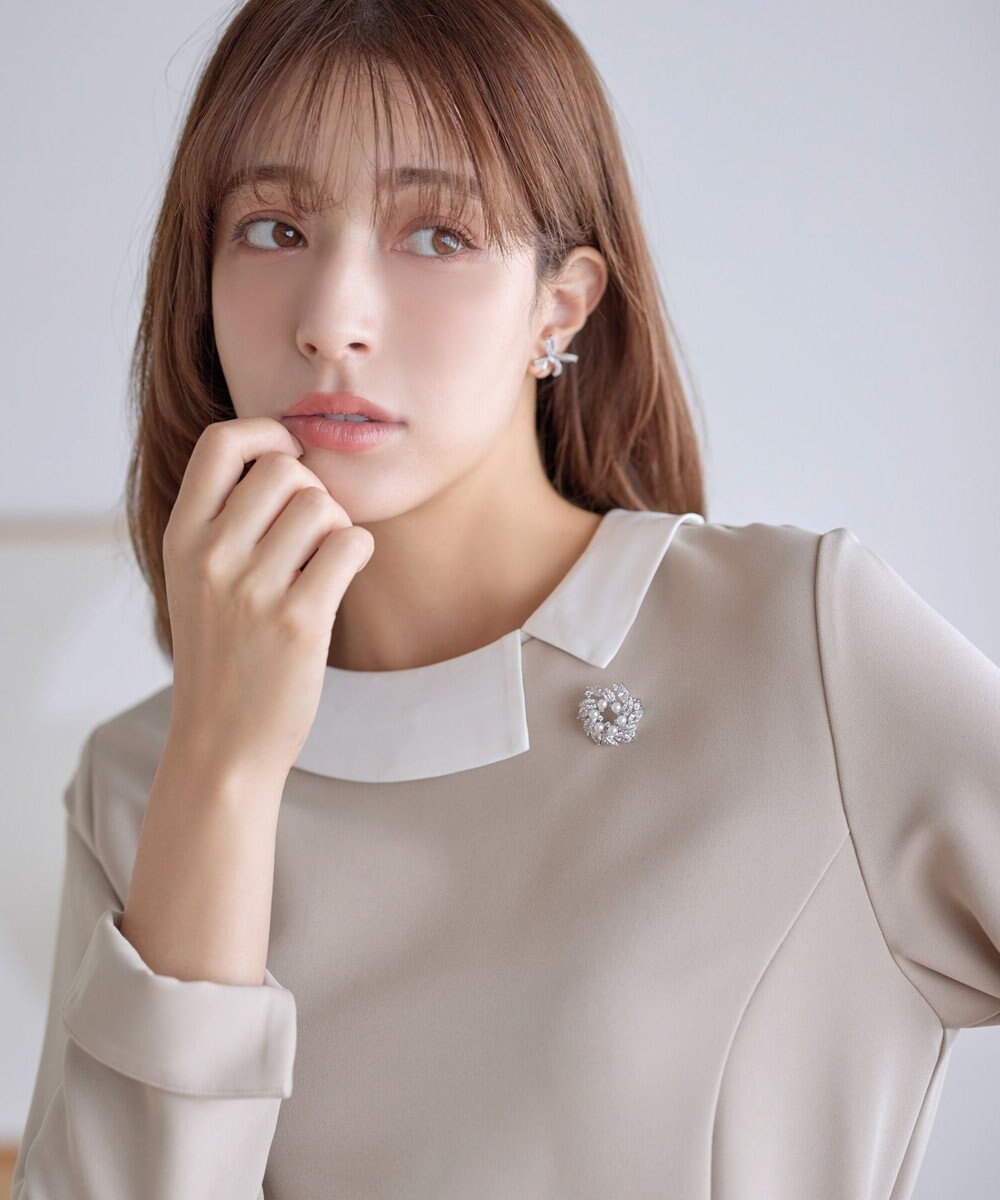 Tiaclasse 【3WAY・ストレッチジョーゼット】付け襟チュニック 