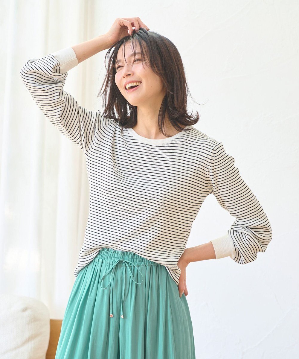 ANY パフスリーブリブニット 