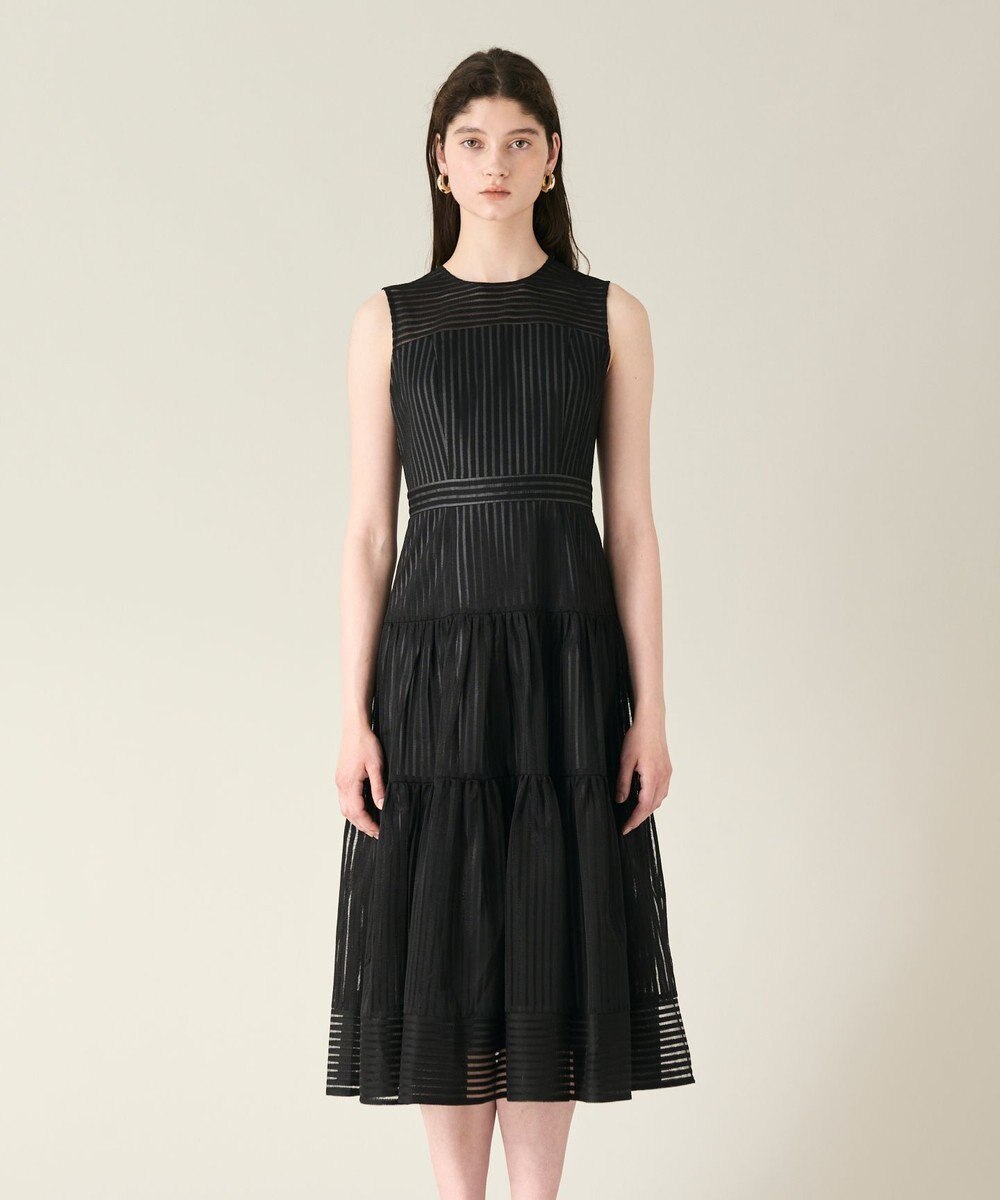 GRACE CONTINENTAL ストライプレースフレアドレス 